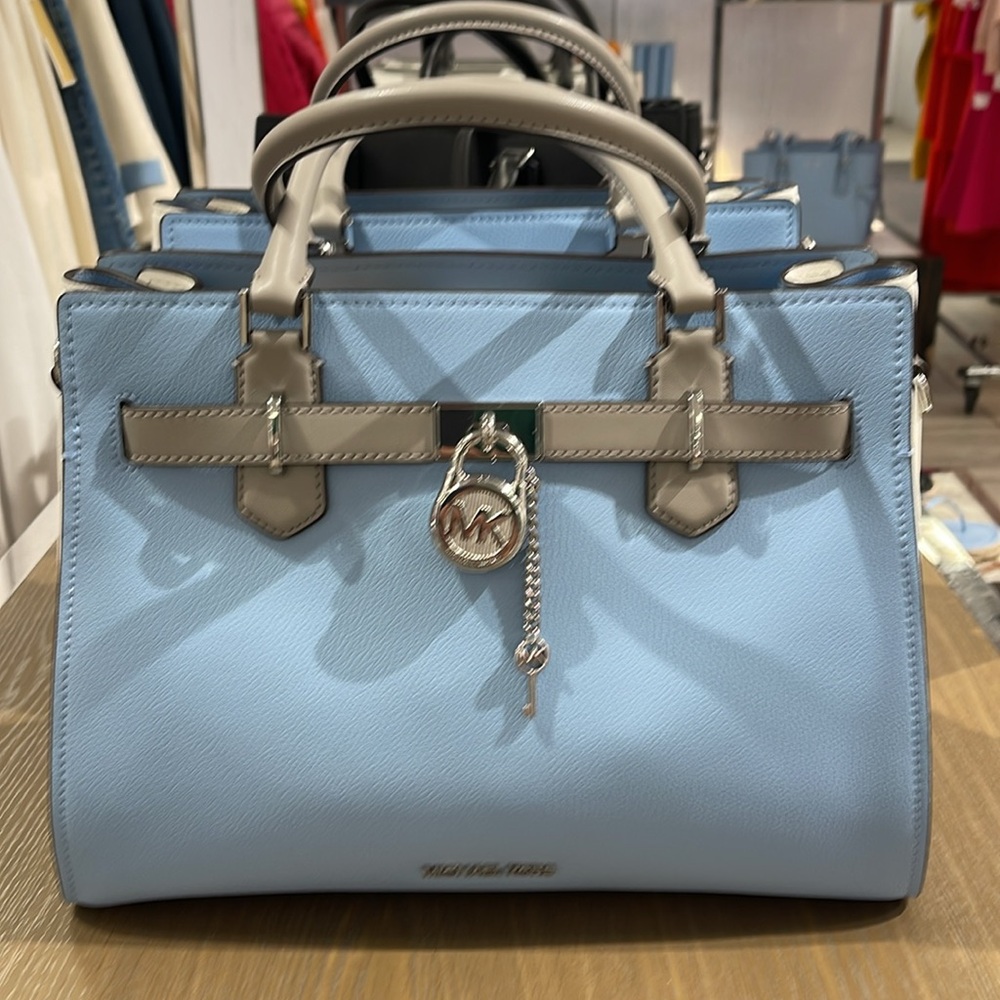 MICHAEL KORS Hamilton Medium Color-Block Leather Satchel
 LT SKY MLT
NWT - Picture 16 of 16